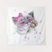 かわいい水彩の子猫 タペストリー (正面)