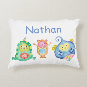 かわいい水彩の小さな怪パーソナライズされた物 アクセントクッション
