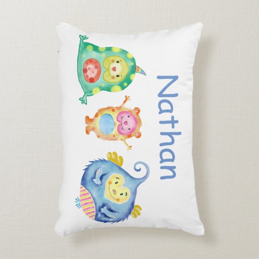 かわいい水彩の小さな怪パーソナライズされた物 アクセントクッション (正面(垂直))