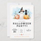 かわいい水彩の幽霊 黒猫 カボチャ ハロウィン (正面)