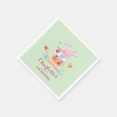 かわいい水彩の庭のうさぎ グリーン 子供の誕生日 スタンダードカクテルナプキン (角)