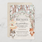 かわいい水彩の木の国の赤ちゃん動物たち 招待状 (正面/裏面)