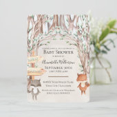 かわいい水彩の木の国の赤ちゃん動物たち 招待状 (スタンド正面)