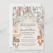 かわいい水彩の木の国の赤ちゃん動物たち 招待状 (正面)