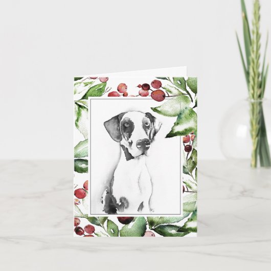 かわいい水彩の犬のクリスマスカード シーズンカード (正面)
