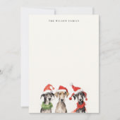 かわいい水彩の犬 ふわふわで明るいクリスマス ノートカード (正面)