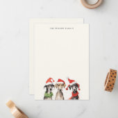 かわいい水彩の犬 ふわふわで明るいクリスマス ノートカード (正面/裏面インサイチュ)
