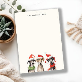 かわいい水彩の犬 ふわふわで明るいクリスマス ノートカード
