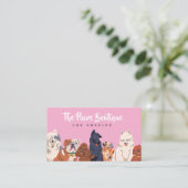 かわいい水彩の犬 ペットグルーミングブティック ピンク 名刺 (スタンド正面)