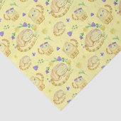 かわいい水彩の猫と花の柄が黄色 薄葉紙 (詳細)