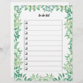 かわいい水彩の緑色のタスクリスト レターヘッド (正面/裏面)