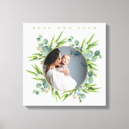 かわいい水彩の緑色の葉フォトフレーム キャンバスプリント