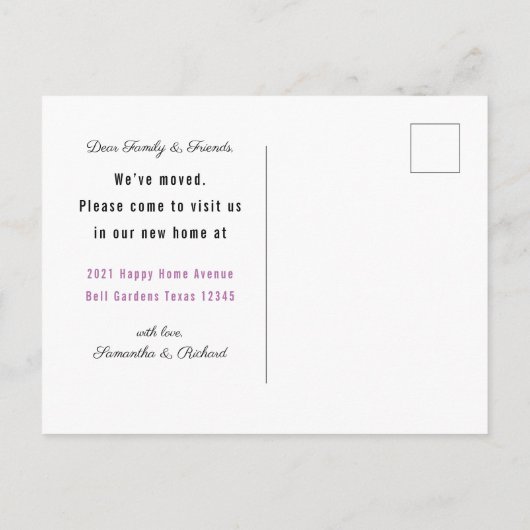 かわいい水彩の花引っ越しました新住所 案内ポストカード (裏面)