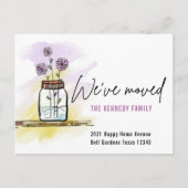 かわいい水彩の花引っ越しました新住所 案内ポストカード (正面)