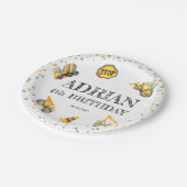 かわいい水彩の誕生日建築車 ペーパープレート (アングル)