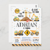 かわいい水彩の誕生日建築車 ポストカード (正面/裏面)