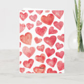 かわいい水彩の赤いハートでHappy Valentine's Day シーズンカード (裏面)