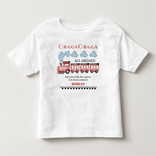 かわいい水彩の赤い列車 誕生日おめでとう 何歳になっても トドラーTシャツ (正面)