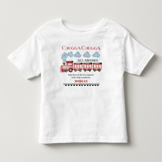 かわいい水彩の赤い列車 誕生日おめでとう（年齢不問） トドラーTシャツ (正面)