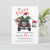 かわいい水彩の赤い小人のクリスマス パーティー 招待状 (スタンド正面)