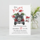 かわいい水彩の赤い格言リトルクリスマスパーティー 招待状 (スタンド正面)