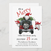 かわいい水彩の赤い格言リトルクリスマスパーティー 招待状 (正面/裏面)