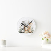 かわいい水彩の赤ちゃんサファリ動物グループプリント ラウンド壁時計 (ホーム)