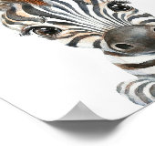 かわいい水彩の赤ちゃんシマウマのベビー寝室インテリア ポスター (角)