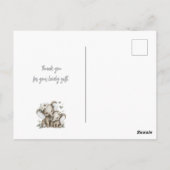 かわいい水彩の赤ちゃんゾウの女の子と花 ポストカード (裏面)