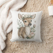 かわいい水彩の赤ちゃん動物と花 クッション (ブランケット)
