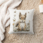 かわいい水彩の赤ちゃん動物と花 クッション (ブランケット)