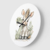 かわいい水彩の赤ちゃん動物アルファベット ゼブラ ラージ壁時計 (傾斜)