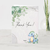 かわいい水彩の赤ちゃん恐竜1歳の誕生日 サンキューカード (裏面)