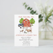 かわいい水彩の農場の動物の子供の誕生日 ポストカード (スタンド正面)