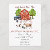 かわいい水彩の農場の動物の子供の誕生日 ポストカード (正面)