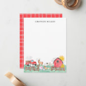 かわいい水彩の農村的な納屋の農場の動物たち 子ども ノートカード (正面/裏面インサイチュ)