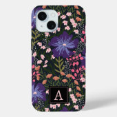 かわいい水彩の野の花のモノグラムイニシャル Case-Mate iPhoneケース (裏面)