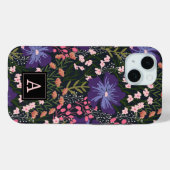 かわいい水彩の野の花のモノグラムイニシャル Case-Mate iPhoneケース (裏面 (横))