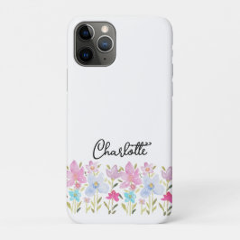 かわいい水彩の野の花のモノグラムデザイン iPhone 11 PROケース