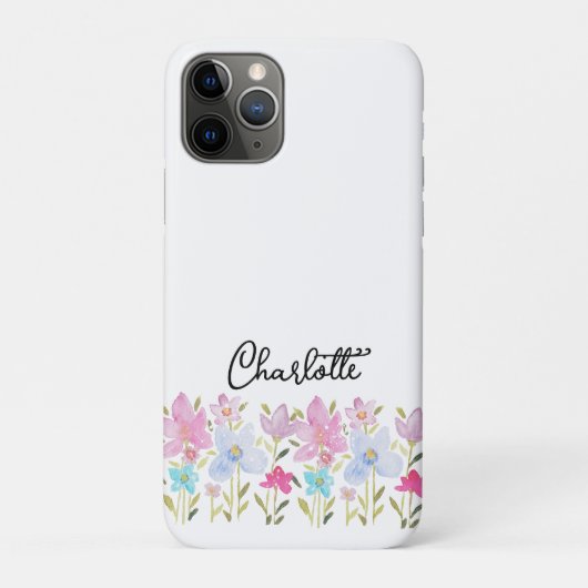 かわいい水彩の野の花のモノグラムデザイン Case-Mate iPhoneケース (裏)