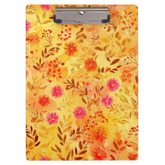かわいい水彩の野生の花 クリップボード (正面)