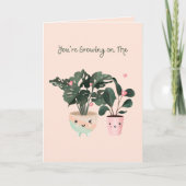 かわいい水彩の鉢植え植物の成長 シーズンカード (正面)