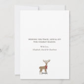 かわいい水彩の鹿の雪の冬の風景 シーズンカード (裏面)