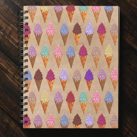 かわいい水彩アイスクリームパターおもしろいン夏 ノートブック