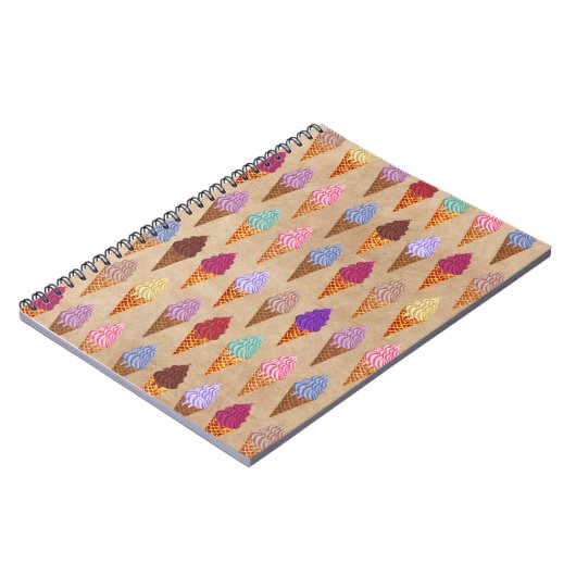 かわいい水彩アイスクリーム柄　おもしろい　夏 ノートブック (左側)