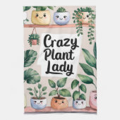 かわいい水彩アニメーションハウスプラント キッチンタオル (縦)