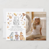 かわいい水彩アフリカ動物の誕生日写真 招待状 (正面)