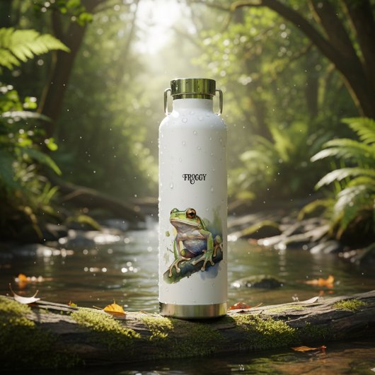 かわいい水彩アマガエル カスタムデザイン ウォーターボトル