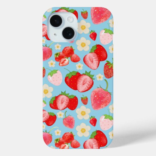 かわいい水彩イチゴ シームレス パターン Case-Mate iPhoneケース (裏面)
