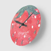 かわいい水彩イチゴ   ラウンド壁時計 (傾斜)